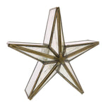 Benzara Star Shaped Glass Candle Holder with Mirrored Inserts,Small,Brass and Clear