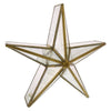 Benzara Star Shaped Glass Candle Holder with Mirrored Insert,Medium,Brass and Clear