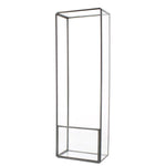 Benzara Elongated Rectangle Metal Wall Shelf with Ring Holders,Large,Clear and Gray