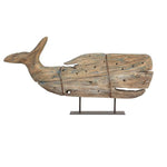 Benzara Wood Whale Design Accentdecor with Metal Base and Distressed Detail,Brown