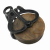 Benzara Transitional Metal Pulley with Wooden Wheel, Set of 2, Black and Brown