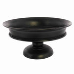 Benzara Traditional Round Metal Pedestal Bowl with Outward Rim Design, Bronze