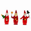 Benzara Modern Style Painted Metal Santa Trio in Different Positions, Red and White