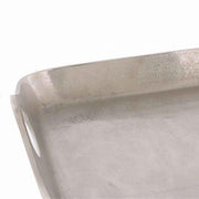 Benzara Traditional Metal Tray with Square Shaped Design and Cut-Out Handles, Silver