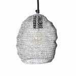 Benzara Modern Style Metal Constructed Pendant Lamp with Looped Wires, Silver