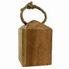 Benzara Traditional Style Square Reclaimed Wood Weight with Rope Loop, Brown
