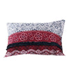 Benzara 36 x 20 Fabric King Pillow Sham with Ruffled Stitching, Blue and Red