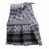 Benzara Fabric Reversible Throw Blanket with Ikat and Floral Pattern,Blue and White
