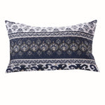Benzara 26 x 20 Fabric Pillow Sham with Ikat and Floral Motif, White and Blue