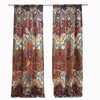 Benzara 4 Piece Polyester Window Panel Set with Jacobean Print, Multicolor