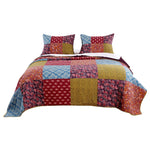 Benzara 3 Piece Cotton King Size Quilt Setwith Patchwork, Multicolor