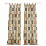Benzara Plaid Square and Striped Pattern Window Panel, Setof 4, Multicolor