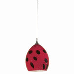 Benzara Dome Shaped Glass Shade Pendant Lighting with Cord, Red and Black