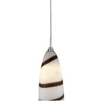 Benzara Swirl Design Glass Shade Pendant Lighting with Cord, White and Brown
