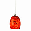 Benzara 5W Integrated Led Swirl Glass Pendant Lighting with Dimmer Feature, Red