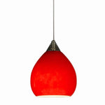 Benzara Integrated Led Glass Pendant Lighting with Dimmer Feature, Red and Silver