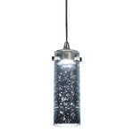 Benzara 1.2W Integrated Led Cylindrical Glass Pendant Lighting with Canopy, Silver