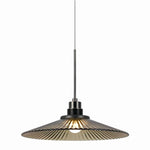 Benzara 9W Dimmable Led Glass Shade Pendant Lighting with Canopy, Black and Clear