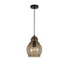 Benzara Round Glass Shade Pendant Lighting with Canopy and Hardwired Switch, Gray