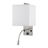 Benzara Metal Wall Lamp with Rectangular Shade and Gooseneck Reading Light, Silver