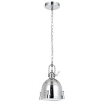 Benzara Metal Round Shade Pendant Lighting with Nail Accents and Chain, Silver