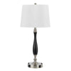 Benzara 60 X 2 Watt Metal Frame Night Stand Lamp with Fabric Shade, White and Black