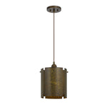 Benzara 60 Watt Metal Frame Pendant with Cut Outs, Distressed Gold