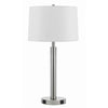 Benzara Metal Table Lamp with Tapered Drum Shade and Stalk Support, Silver