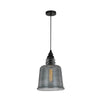Benzara Elongated Round Glass Shade Pendant Lighting with Hardwired Switch, Gray