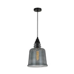 Benzara Elongated Round Glass Shade Pendant Lighting with Hardwired Switch, Gray