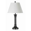 Benzara Metal Table Lamp Pedestal Base and 2 Power Outlet, Black and White