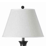 Benzara Metal Table Lamp Pedestal Base and 2 Power Outlet, Black and White
