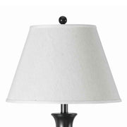 Benzara Metal Table Lamp Pedestal Base and 2 Power Outlet, Black and White