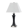 Benzara 60 X 2 Watt Metal Frame Night Stand Lamp with Power Outlets, White and Black