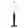 Benzara Fabric Shade Table Lamp with Metal Base and Ball Accent, White and Brown