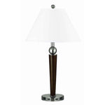 Benzara Fabric Shade Table Lamp with Metal Base and Ball Accent, White and Brown
