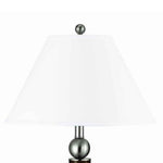 Benzara Fabric Shade Table Lamp with Metal Base and Ball Accent, White and Brown