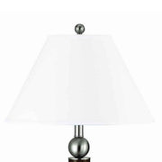 Benzara Fabric Shade Table Lamp with Metal Base and Ball Accent, White and Brown