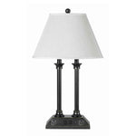 Benzara 60 X 2 Watt Metal Desk Lamp with Fabric Shade and USB Docks, White and Black