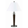 Benzara 60 X 2 Watt Metal Frame Night Stand Lamp with Fabric Shade, White and Brown