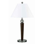 Benzara 60 X 2 Watt Metal Frame Night Stand Lamp with Fabric Shade, White and Brown