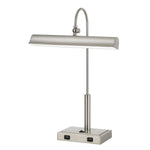 Benzara 10W Led Metal Desk Lamp with Rectangular Base and 2 USB Outlets, Silver