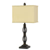 Benzara Rectangular Fabric Shade Table Lamp with Twisted Metal Base, Dark Bronze