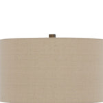 Benzara Metal Tripod Base Table Lamp with Fabric Drum Shade, Bronze and Beige
