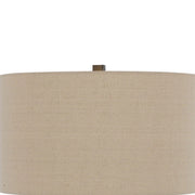 Benzara Metal Tripod Base Table Lamp with Fabric Drum Shade, Bronze and Beige