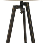 Benzara Metal Tripod Base Table Lamp with Fabric Drum Shade, Bronze and Beige