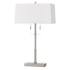 Benzara Metal Table Lamp with Stalk Support and Pull Chain Switch, Silver
