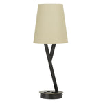 Benzara 60 Watt Metal Desk Lamp with Tapered Fabric Shade, Beige and Dark Bronze