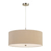 Benzara 60W x 3 Drum Shade Pendant Fixture, Beige and Silver