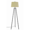 Benzara Tapered Fabric Shade Floor Lamp with Metal Tripod Base, Black and Brown